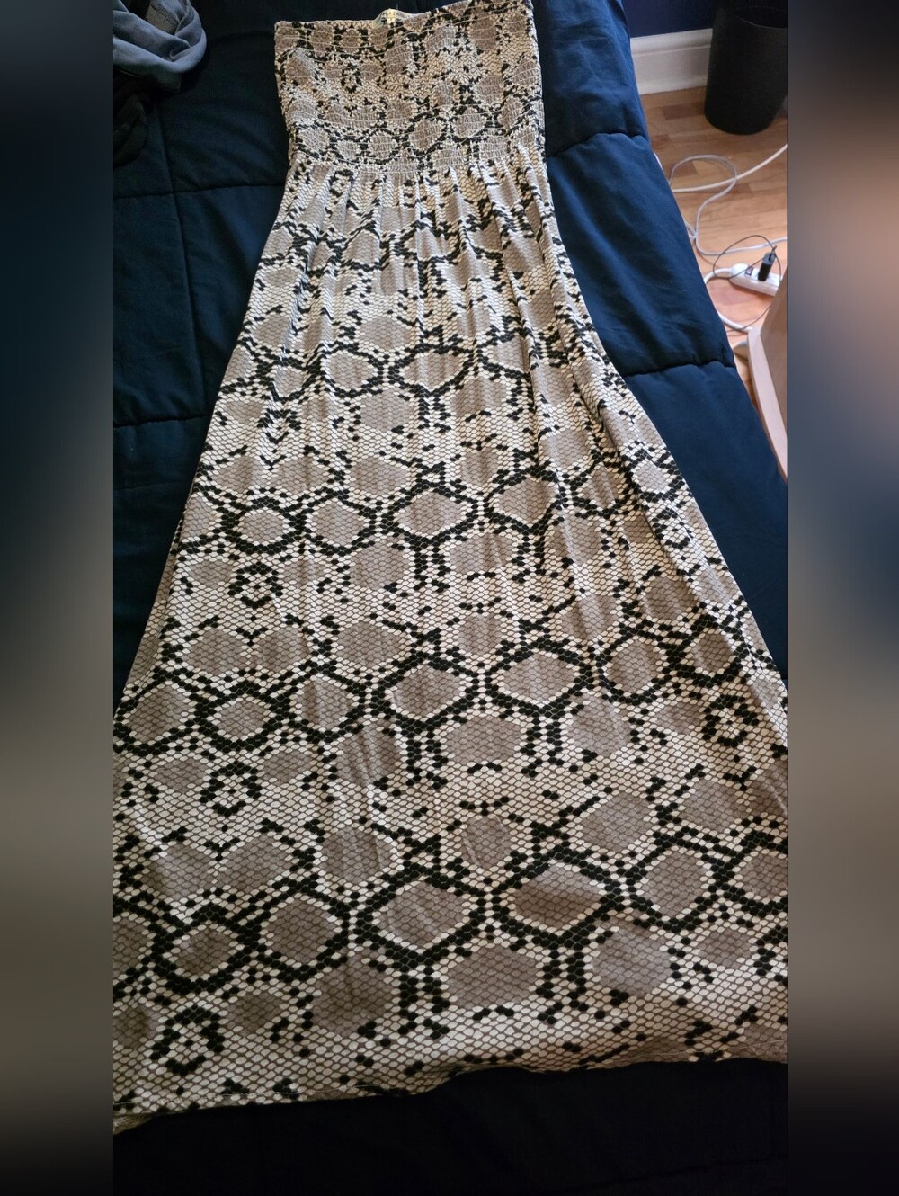 Threads 4 Thought Python Print Smocked Maxi in Beige & Black